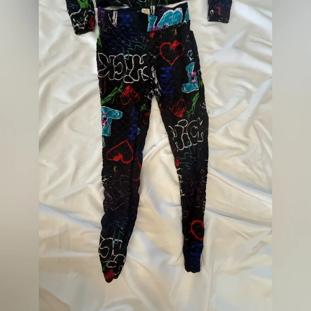 312 NYC Y2K Graphic Tracksuit Set Hoodie Leggings Bubble Textured Stretch Retro